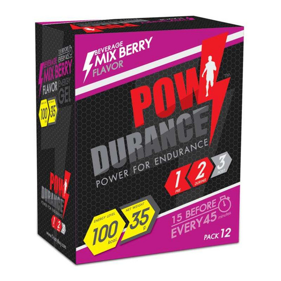 Powdurance Energy gel เอ็นเนอร์จีเจล เครื่องดื่มแบบเจล รสมิกซ์เบอร์รี่ 35 กรัม บรรจุ 12 ชิ้น/กล่อง Powdurance Energy gel เอ็นเนอร์จีเจล เครื่องดื่มแบบเจล รสมิกซ์เบอร์รี่ 35 กรัม บรรจุ 12 ชิ้น/กล่อง
