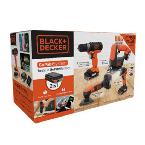 BLACK&DECKER ชุดเครื่องมือช่างไร้สาย4ชิ้น GoPak BDCK124S1S-B1 12โวลต์ BLACK&DECKER ชุดเครื่องมือช่างไร้สาย4ชิ้น GoPak BDCK124S1S-B1 12โวลต์
