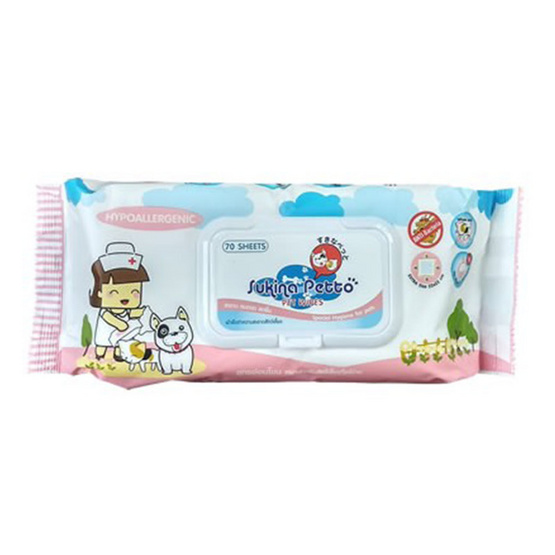 Sukina Petto ผ้าเช็ดทำความสะอาด สูตร Hypo 70 ชิ้น Sukina Petto ผ้าเช็ดทำความสะอาด สูตร Hypo 70 ชิ้น