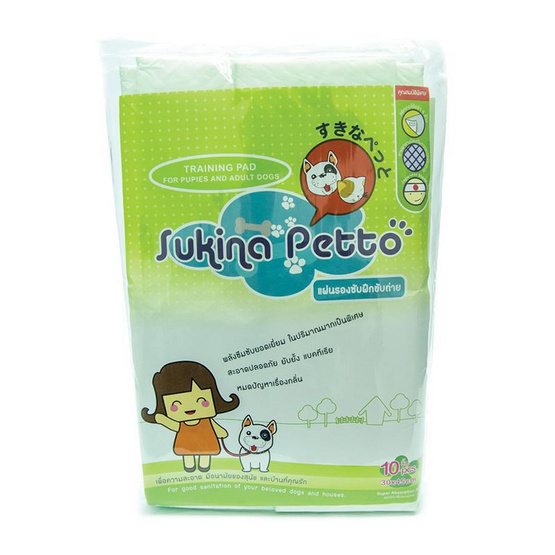 Sukina Petto แผ่นรองฉี่ขนาด 30 x 45 ซม. Sukina Petto แผ่นรองฉี่ขนาด 30 x 45 ซม.