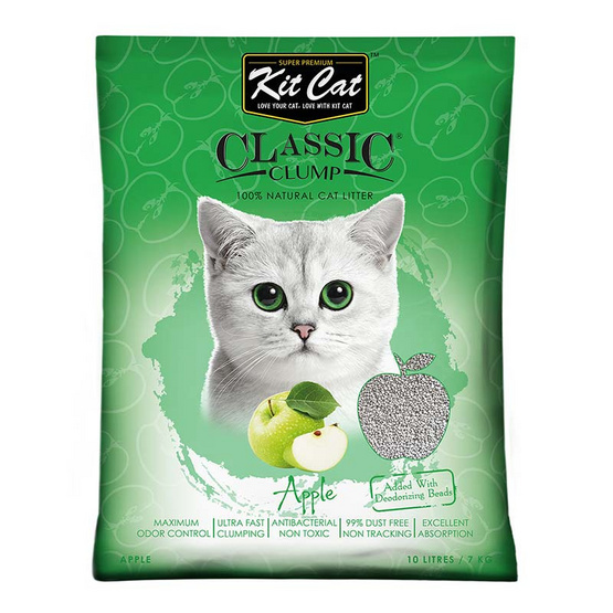 Kit Cat ทรายแมว สูตร Apple 10 ลิตร Kit Cat ทรายแมว สูตร Apple 10 ลิตร