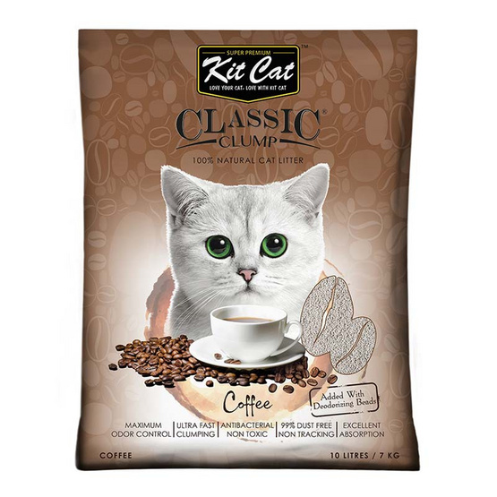 Kit Cat ทรายแมว สูตร Coffee ขนาด 10 ลิตร Kit Cat ทรายแมว สูตร Coffee ขนาด 10 ลิตร
