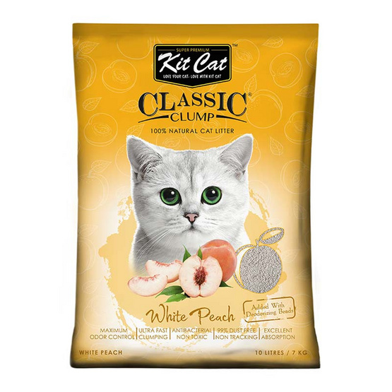 Kit Cat ทรายแมว สูตร White Peach ขนาด 10 ลิตร Kit Cat ทรายแมว สูตร White Peach ขนาด 10 ลิตร