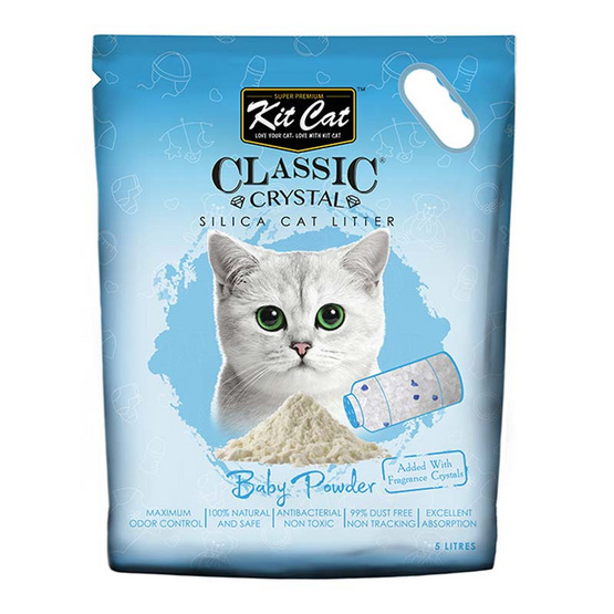 Kit Cat ทรายแมวคริสตัล สูตร Baby Powder 5 ลิตร Kit Cat ทรายแมวคริสตัล สูตร Baby Powder 5 ลิตร
