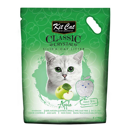Kit Cat ทรายแมวคริสตัล สูตร Apple 5 ลิตร Kit Cat ทรายแมวคริสตัล สูตร Apple 5 ลิตร