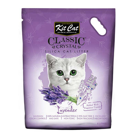 Kit Cat ทรายแมวคริสตัล สูตร Lavender 5 ลิตร Kit Cat ทรายแมวคริสตัล สูตร Lavender 5 ลิตร