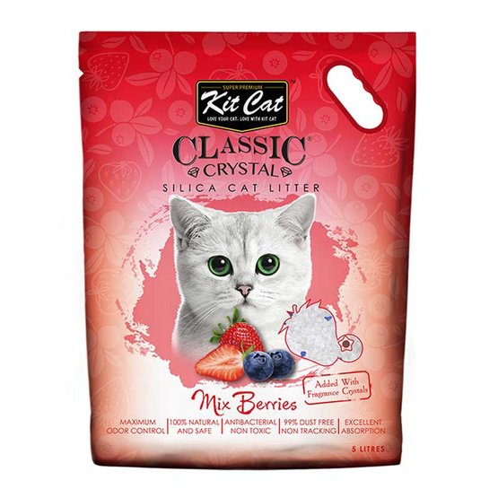 Kit Cat ทรายแมวคริสตัล สูตร Strawberry 5 ลิตร Kit Cat ทรายแมวคริสตัล สูตร Strawberry 5 ลิตร
