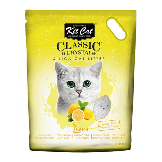 Kit Cat ทรายแมวคริสตัล สูตร Lemon 5 ลิตร Kit Cat ทรายแมวคริสตัล สูตร Lemon 5 ลิตร