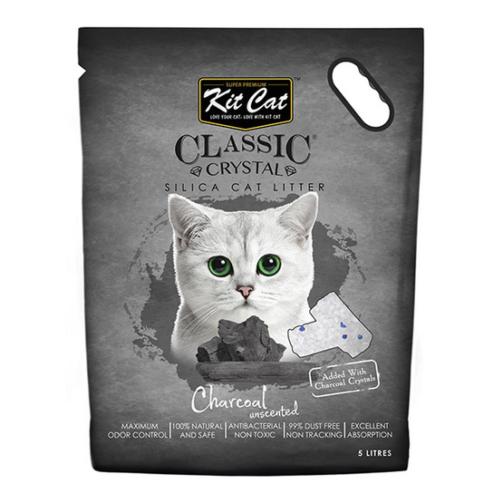 Kit Cat ทรายแมวคริสตัล สูตร Carbon 5 ลิตร Kit Cat ทรายแมวคริสตัล สูตร Carbon 5 ลิตร