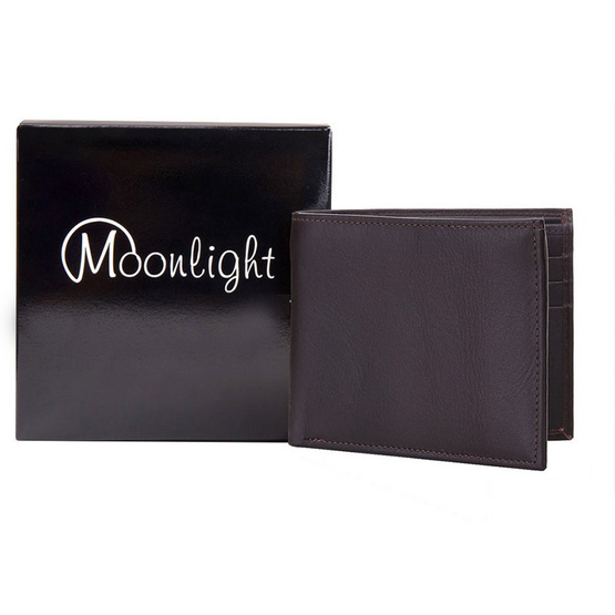 MOONLIGHT กระเป๋าสตางค์ชายหนังวัวแท้ รุ่น Calvin สีน้ำตาลเข้ม MOONLIGHT กระเป๋าสตางค์ชายหนังวัวแท้ รุ่น Calvin สีน้ำตาลเข้ม