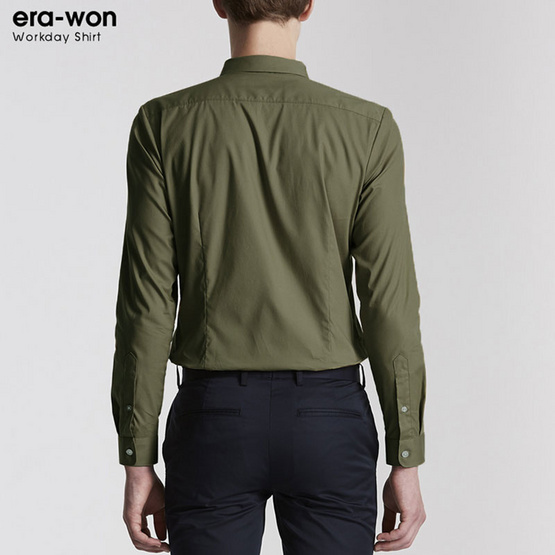 ERA-WON เสื้อเชิ้ตทำงาน Workday Shirt Cotton no.60 0896OV01 สี Olive-Turtle ERA-WON เสื้อเชิ้ตทำงาน Workday Shirt Cotton no.60 0896OV01 สี Olive-Turtle
