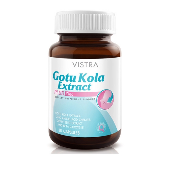 VISTRA Gotu Kola Extract Plus Zinc สารสกัดจากใบบัวบก ผสม ซิงค์ บรรจุ 30 แคปซูล VISTRA Gotu Kola Extract Plus Zinc สารสกัดจากใบบัวบก ผสม ซิงค์ บรรจุ 30 แคปซูล