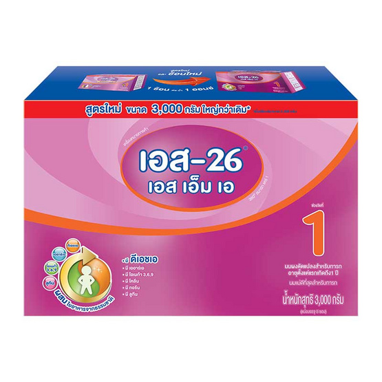 S-26 เอสเอ็มเอ นมผงดัดแปลงสำหรับทารก ช่วงวัยที่ 1 ขนาด 3000 กรัม S-26 เอสเอ็มเอ นมผงดัดแปลงสำหรับทารก ช่วงวัยที่ 1 ขนาด 3000 กรัม
