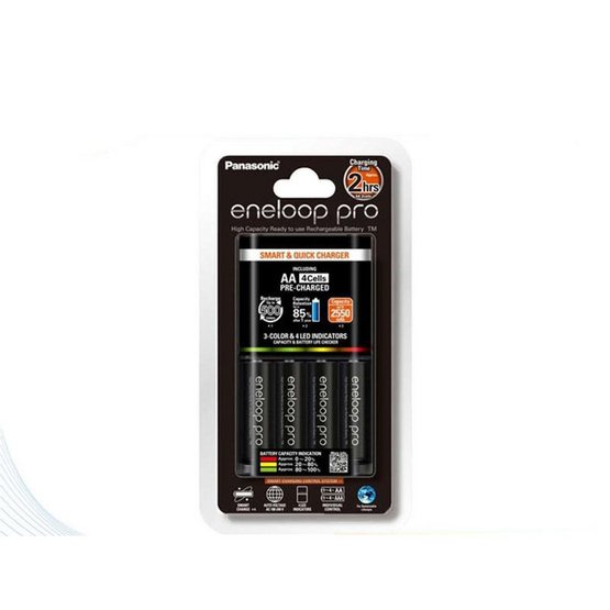 eneloop Panasonic Smart & Quick Charger with eneloop Pro 2,550 mAh AA x 4 pcs. รุ่น K-KJ55HCC40T eneloop Panasonic Smart & Quick Charger with eneloop Pro 2,550 mAh AA x 4 pcs. รุ่น K-KJ55HCC40T
