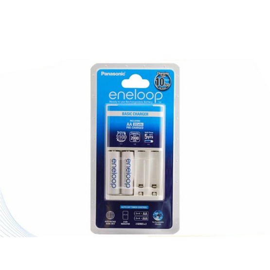 eneloop Panasonic Charger เครื่องชาร์จแบตเตอรี่ with AA x 2 pcs. รุ่น K-KJ51MCC20T - White eneloop Panasonic Charger เครื่องชาร์จแบตเตอรี่ with AA x 2 pcs. รุ่น K-KJ51MCC20T - White