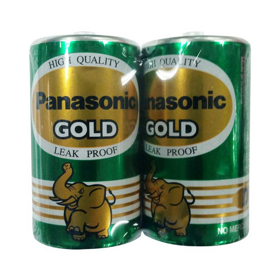 Panasonic ถ่านแมงกานีส โกล์ด D 2 ก้อน สีเขียว รุ่น R20GT/2SL Panasonic ถ่านแมงกานีส โกล์ด D 2 ก้อน สีเขียว รุ่น R20GT/2SL