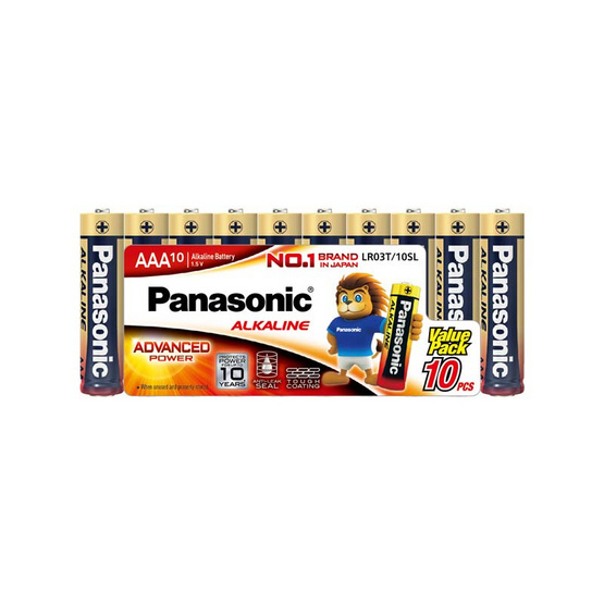 Panasonic ถ่านอัลคาไลน์ AAA (10 ก้อน) สีทอง รุ่น LR03T/10SL Panasonic ถ่านอัลคาไลน์ AAA (10 ก้อน) สีทอง รุ่น LR03T/10SL