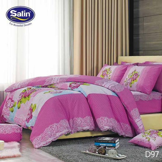Satin ผ้าปูที่นอน5ฟุต5ชิ้น D97 Satin ผ้าปูที่นอน5ฟุต5ชิ้น D97