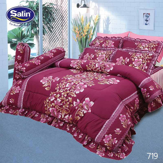 Satin ผ้านวม + ผ้าปูที่นอน ลาย 719 Satin ผ้านวม + ผ้าปูที่นอน ลาย 719