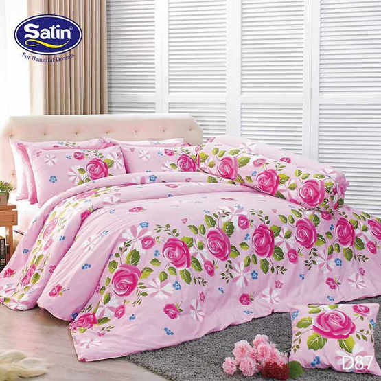 Satin ผ้านวม + ผ้าปูที่นอน ลาย D87 Satin ผ้านวม + ผ้าปูที่นอน ลาย D87