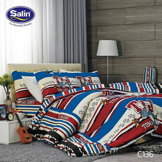 Satin Junior ผ้านวม + ผ้าปูที่นอน ลาย C136 Satin Junior ผ้านวม + ผ้าปูที่นอน ลาย C136