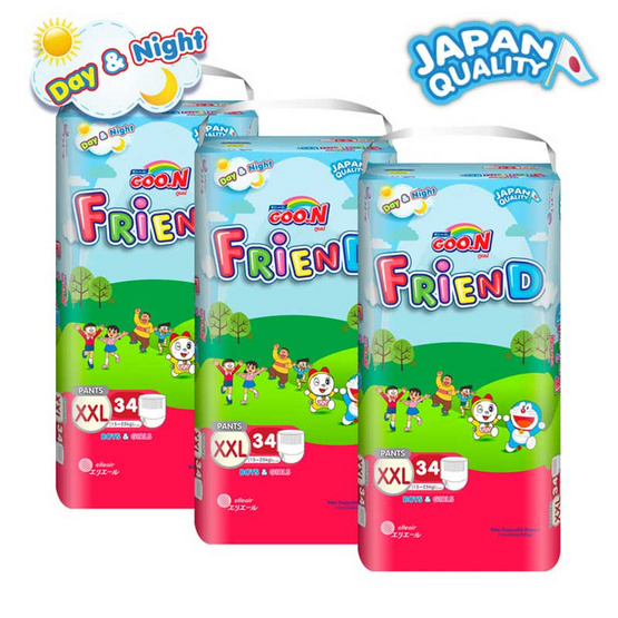 กูนน์ เฟรนด์ผ้าอ้อมเด็กแบบกางเกง ไซส์ XXL34 x 3 แพ็ค (ยกลัง) กูนน์ เฟรนด์ผ้าอ้อมเด็กแบบกางเกง ไซส์ XXL34 x 3 แพ็ค (ยกลัง)