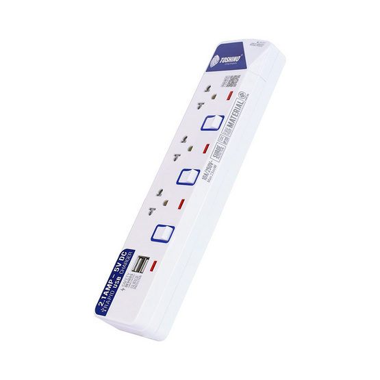 Toshino รางปลั๊ก มอก. 3 ช่อง ป้องกันไฟกระชาก สายยาว 3 เมตร รุ่น ET-913USB Toshino รางปลั๊ก มอก. 3 ช่อง ป้องกันไฟกระชาก สายยาว 3 เมตร รุ่น ET-913USB