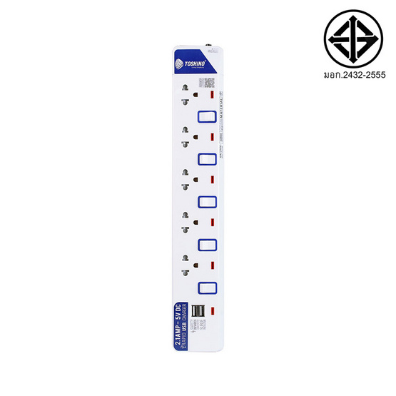 Toshino รางปลั๊ก มอก. 5 ช่อง ป้องกันไฟกระชาก สายยาว 3 เมตร รุ่น ET-915USB Toshino รางปลั๊ก มอก. 5 ช่อง ป้องกันไฟกระชาก สายยาว 3 เมตร รุ่น ET-915USB