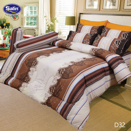 Satin ผ้านวม + ผ้าปูที่นอน 6 ฟุต 6 ชิ้น ลาย D32 Satin ผ้านวม + ผ้าปูที่นอน 6 ฟุต 6 ชิ้น ลาย D32