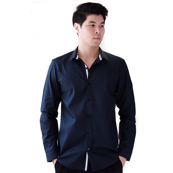 FQ&L เสื้อเชิ้ตผู้ชาย ( MMFLJ-074-S7) สี NAVY BLUE FQ&L เสื้อเชิ้ตผู้ชาย ( MMFLJ-074-S7) สี NAVY BLUE