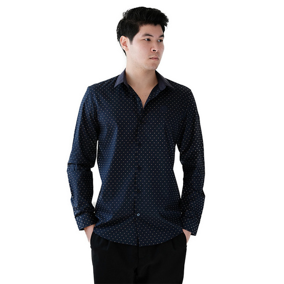 FQ&L เสื้อเชิ้ตผู้ชาย ( MMFLJ-092-S8) สี NAVY BLUE FQ&L เสื้อเชิ้ตผู้ชาย ( MMFLJ-092-S8) สี NAVY BLUE