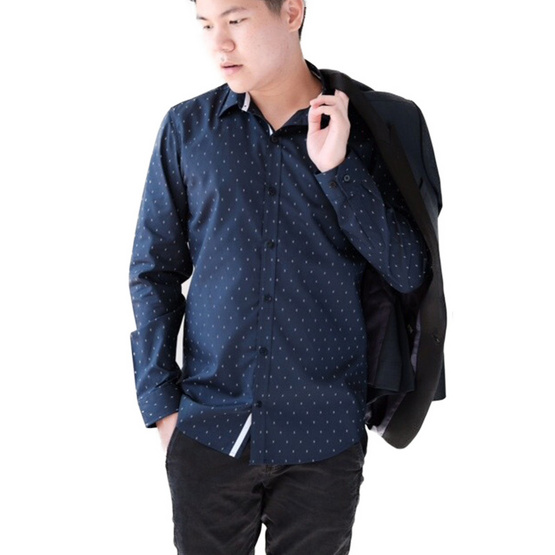 FQ&L เสื้อเชิ้ตผู้ชาย ( MMFLJ-098-S8) สี NAVY BLUE FQ&L เสื้อเชิ้ตผู้ชาย ( MMFLJ-098-S8) สี NAVY BLUE