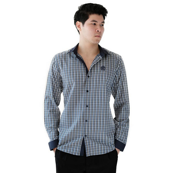 FQ&L เสื้อเชิ้ตผู้ชาย ( MMFLJ-105-S7) สี NAVY BLUE FQ&L เสื้อเชิ้ตผู้ชาย ( MMFLJ-105-S7) สี NAVY BLUE