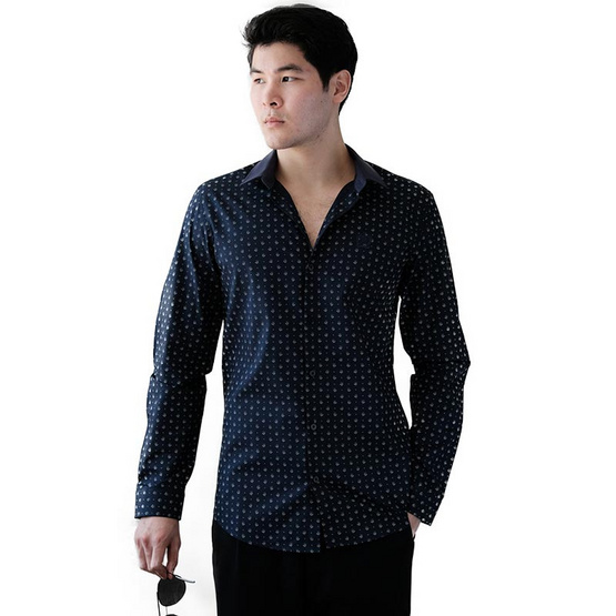 FQ&L เสื้อเชิ้ตผู้ชาย ( MMFLJ-122-S8) สี NAVY BLUE FQ&L เสื้อเชิ้ตผู้ชาย ( MMFLJ-122-S8) สี NAVY BLUE