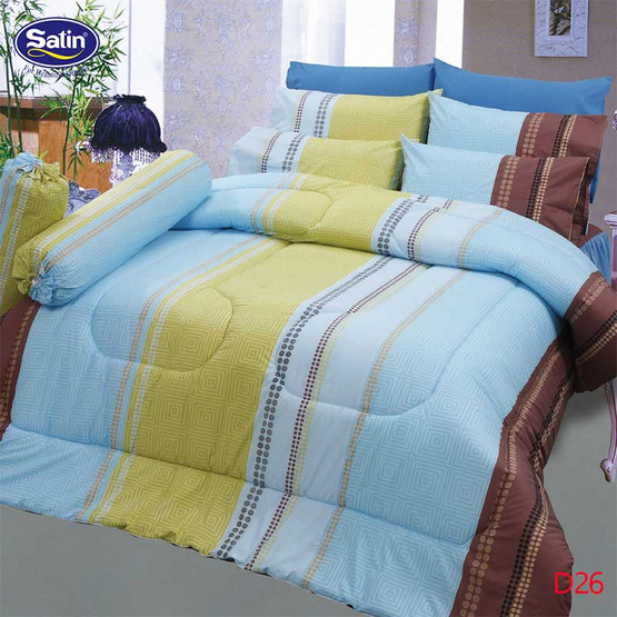 Satin ผ้าปูที่นอน 6 ฟุต 5 ชิ้น ลาย D26 Satin ผ้าปูที่นอน 6 ฟุต 5 ชิ้น ลาย D26