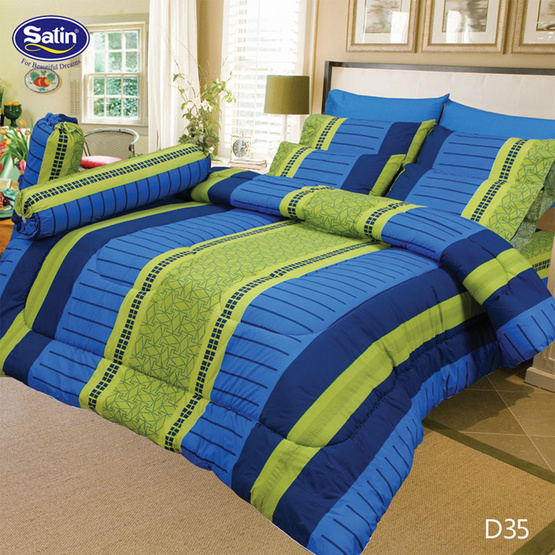 Satin ผ้าปูที่นอน 6 ฟุต 5 ชิ้น ลาย D35 Satin ผ้าปูที่นอน 6 ฟุต 5 ชิ้น ลาย D35