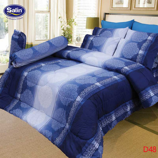 Satin ผ้าปูที่นอน 6 ฟุต 5 ชิ้น ลาย D48 Satin ผ้าปูที่นอน 6 ฟุต 5 ชิ้น ลาย D48