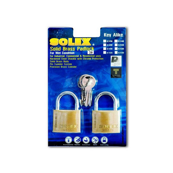 SOLEX คีย์อะไลค์ 2:1 รุ่น เอสแอล 99 กุญแจสายยู (คอสั้น) SOLEX คีย์อะไลค์ 2:1 รุ่น เอสแอล 99 กุญแจสายยู (คอสั้น)