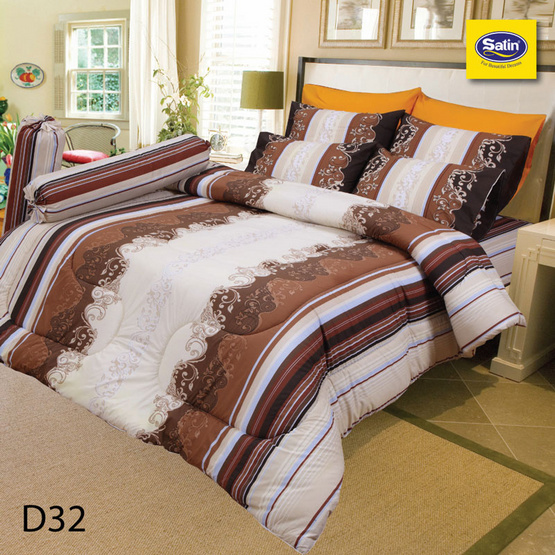 Satin ผ้าปูที่นอน 6 ฟุต 5 ชิ้น ลาย D32 Satin ผ้าปูที่นอน 6 ฟุต 5 ชิ้น ลาย D32