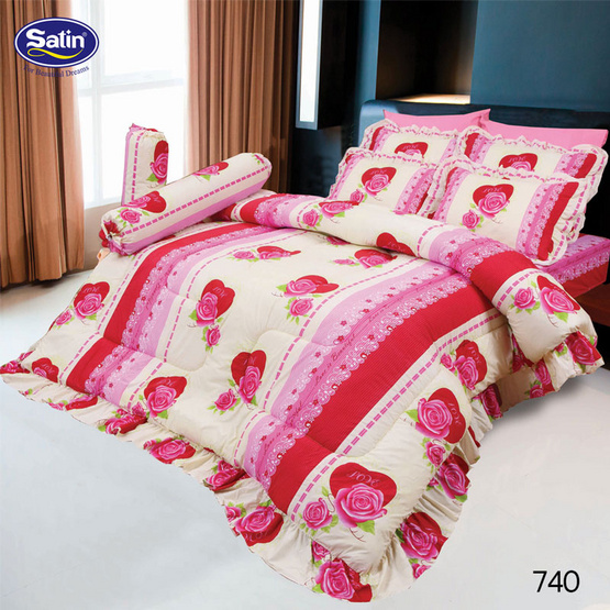 Satin ผ้าปูที่นอน 6 ฟุต 5 ชิ้น Satin ผ้าปูที่นอน 6 ฟุต 5 ชิ้น