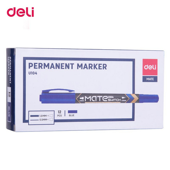 Deli ปากกามาร์คเกอร์ 2 หัว เขียนแผ่นซีดี (12ด้ามในกล่อง) Deli ปากกามาร์คเกอร์ 2 หัว เขียนแผ่นซีดี (12ด้ามในกล่อง)