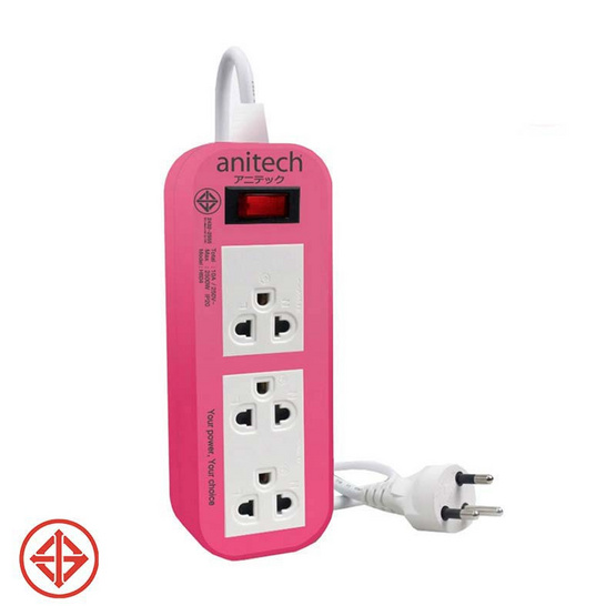 anitech ปลั๊กไฟ มอก. 3ช่อง 1สวิทช์ รุ่น H633 anitech ปลั๊กไฟ มอก. 3ช่อง 1สวิทช์ รุ่น H633