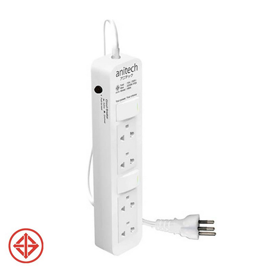 anitech ปลั๊กไฟ มอก. 4ช่อง 2สวิทช์ รุ่น H654 anitech ปลั๊กไฟ มอก. 4ช่อง 2สวิทช์ รุ่น H654