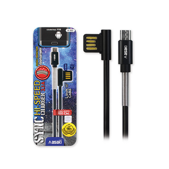 Asaki สายชาร์จ MicroUsb รุ่น A-302 Asaki สายชาร์จ MicroUsb รุ่น A-302
