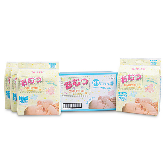 Omutsu ผ้าอ้อมเด็ก โอมุสึ แบบเทป ไซส์ NB 90x4 ชิ้น (ยกลัง) Omutsu ผ้าอ้อมเด็ก โอมุสึ แบบเทป ไซส์ NB 90x4 ชิ้น (ยกลัง)