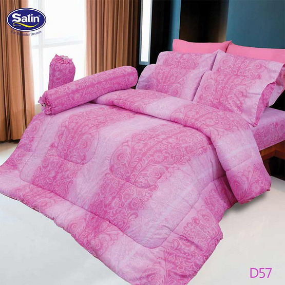 Satin ผ้าปูที่นอน 5 ฟุต 5 ชิ้น ลาย D57 Satin ผ้าปูที่นอน 5 ฟุต 5 ชิ้น ลาย D57