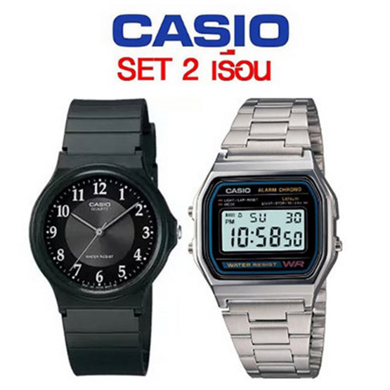 Casio เซต 2MQ24-1B3 A158WA-1DF Casio เซต 2MQ24-1B3 A158WA-1DF