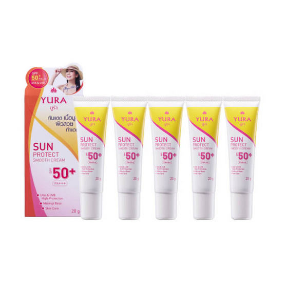 Yura Sun Protect Smooth Cream SPF50+PA+++ 20g. 5 pcs. Yura Sun Protect Smooth Cream SPF50+PA+++ 20g. 5 pcs.