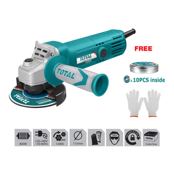 Total เครื่องเจียร์ไฟฟ้า 4 นิ้ว รุ่น TG 1081006A 800 W Total เครื่องเจียร์ไฟฟ้า 4 นิ้ว รุ่น TG 1081006A 800 W