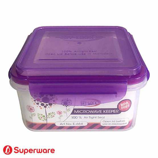 Srithai Superware กล่องบรรจุอาหาร Ezy Lock รุ่น E-684 พร้อมฝาปิดสีม่วง ขนาด 1400 มล. Srithai Superware กล่องบรรจุอาหาร Ezy Lock รุ่น E-684 พร้อมฝาปิดสีม่วง ขนาด 1400 มล.
